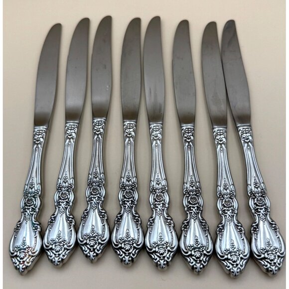 8 Oneida OCO WORDSWORTH Dinner Knives USA Glossy Stainless Steel Flatware - Picture 7 of 8